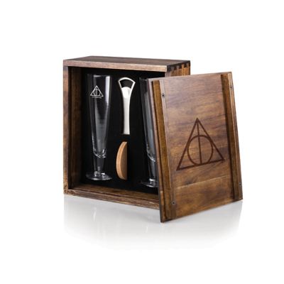 Image showing  Warner Bros Harry Potter Beverage Glass Set, Deathly Hallows, Brown
