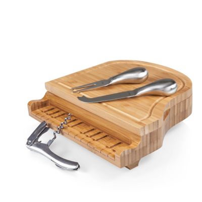 Image showing  9.1 x 9.1 x 2.7in. Piano Cheese Board and Tools Set, 4 pc.
