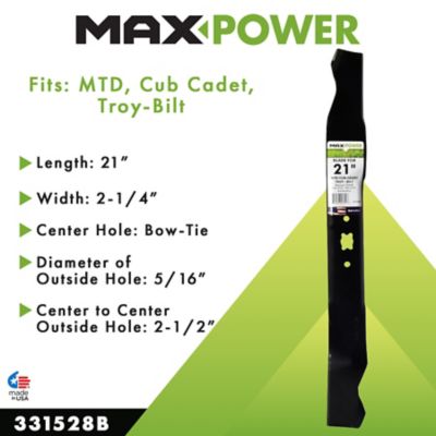 Image showing MaxPower 21 in. Mulching Lawn Mower Blade for MTD, Cub Cadet, Troy-Bilt and Craftsman Mowers, Replaces OEM 942-0741 and 742-0741