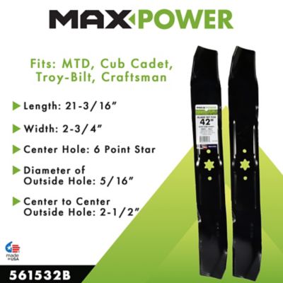 Image showing  42 in. Mulching Lawn Mower Blades for MTD, Cub Cadet, Troy-Bilt and Craftsman Mowers, 2-Pack