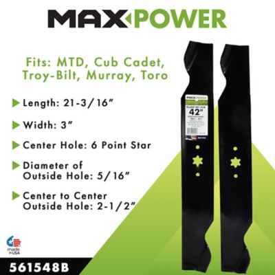 Image showing  42 in. Lawn Mower Blades for MTD, Cub Cadet, Troy-Bilt and Craftsman Mowers, 2-Pack, 561548B