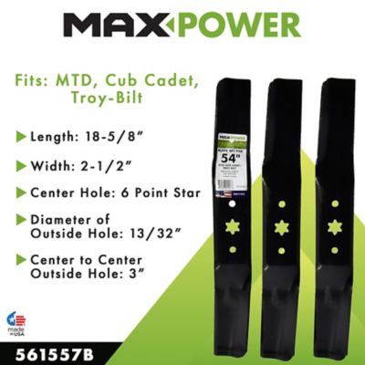 Image showing  54 in. Lawn Mower Blades for MTD, Cub Cadet, Troy-Bilt and Craftsman Mowers, 3-Pack