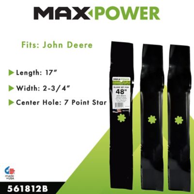 Image showing  48 in. 3-in-1 Lawn Mower Blades for John Deere Mowers, Replaces OEM AM137757, AM141035, GY20852 and 50-2081, 3 pk.