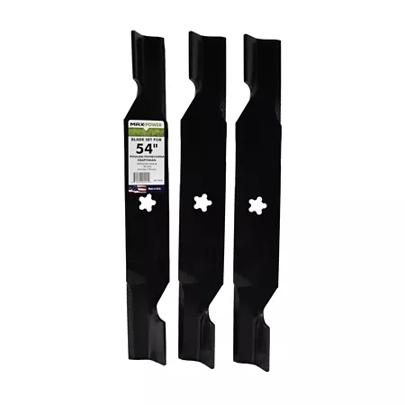 MaxPower 54 in Deck Blade Set for Many Craftsman Husqvarna Poulan Mowers Replaces OEM 187256 and 532187256 3 Pack Mower Blades