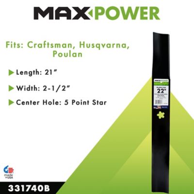 Image showing  22 in. Lawn Mower Blade for Craftsman, Husqvarna and Poulan Mowers, Replaces OEM 420463, 421825, 437601 and 532437601