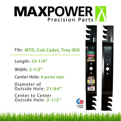 Image showing  46 in. Commercial Mulching Lawn Mower Blades for MTD, Cub Cadet and Troy-Bilt Mowers, 2-Pack