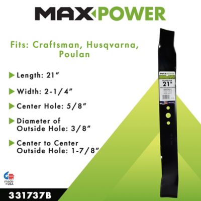 Image showing  21 in. Mulching Lawn Mower Blade for Craftsman, Husqvarna and Poulan Mowers