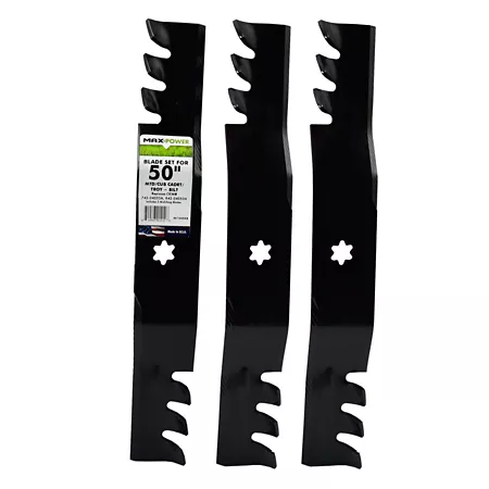 MaxPower Commercial Mulch Blades for MTD Cub Cadet Troy-Bilt 50 in Mowers 3 Pack OEM#s 742-04053A 742-04053-X 561545XB Mower Blades