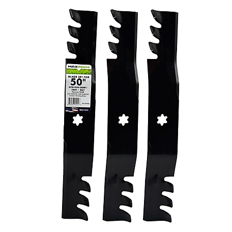 MaxPower 3-Commercial Mulching Blade Set for 50 in. MTD, Cub Cadet, Troy-Bilt Mowers Replaces OEM #s 742-04053A, 742-04053-X