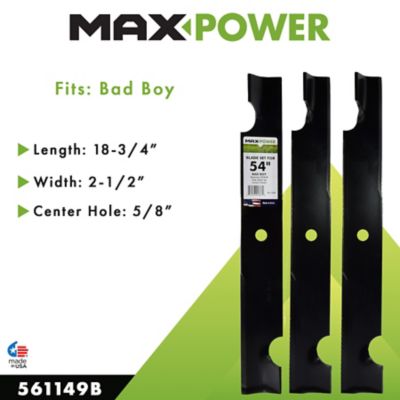 Image showing  54 in. Lawn Mower Blades for Many Bad Boy Mowers, Replaces OEM 038-0005-00, 3-Pack