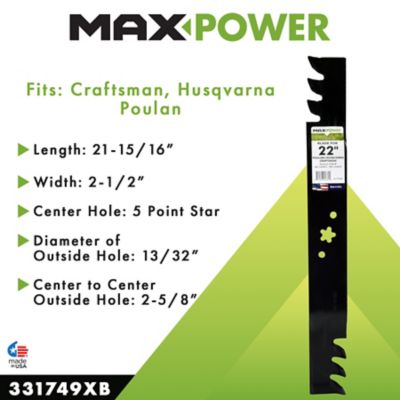 Image showing  22 in. Commercial Mulching Lawn Mower Blade for Craftsman, Husqvarna and Poulan Mowers