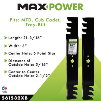 Image showing  42 in. Commercial Mulching Lawn Mower Blades for MTD, Cub Cadet and Troy-Bilt Mowers, 2-Pack