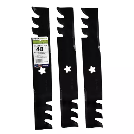 MaxPower 48 in Commercial Mulching Blade Set for Craftsman Husqvarna and Poulan Mowers Replaces OEM 173921 3 Pack Mower Blades