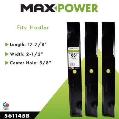 Image showing  52 in. High-Lift Lawn Mower Blades for Hustler and Dixie Chopper Mowers, 3 pk.