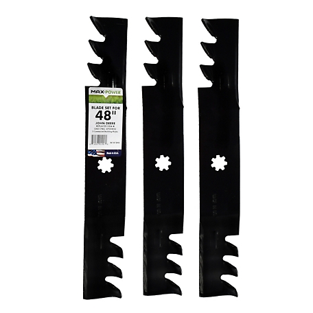 MaxPower 3 Blade Set of 3-N-1 Commercial Mulching Blades for Many 48 in. Cut John Deere Mowers Replaces OEM #'s GX21784, GX21786