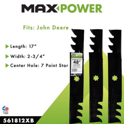 Image showing  48 in. 3-in-1 Commercial Mulching Lawn Mower Blades for John Deere Mowers, Replaces OEM GX21784 and GX21786, 3 pk.