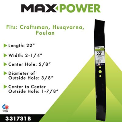 Image showing  22 in. Mulching Lawn Mower Blade for Craftsman, Husqvarna and Poulan Mowers