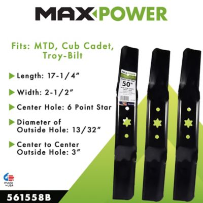 Image showing  50 in. Lawn Mower Blades for Many MTD, Cub Cadet and Craftsman Mowers, Replaces OEM 942-05052A and 742-05052A, 3-Pack