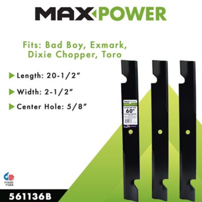 Image showing  60 in. High-Lift Lawn Mower Blades for Toro, Exmark and Bad Boy Mowers, Replaces OEM 633483 and 133-2127, 3 pk.