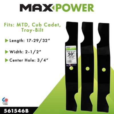 Image showing  50 in. Heavy-Duty Lawn Mower Blades for MTD, Cub Cadet and Troy-Bilt Mowers, 3 pk.