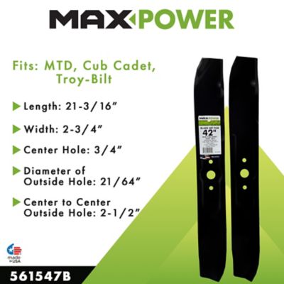 Image showing  42 in. Lawn Mower Blades for MTD, Cub Cadet and Troy-Bilt Mowers, Replaces OEM 759-3830, 742-3033 and 742-04101, 2-Pack