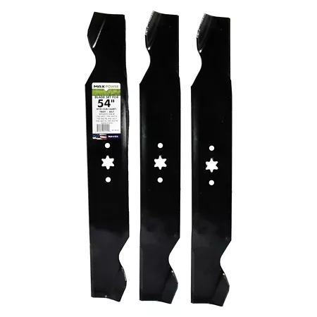 MaxPower 3-Pack 54" Deck Blade for MTD Cub Cadet Troy-Bilt Mowers Replaces OEM 742-0677B 7420677 942-0677B Mower Blades