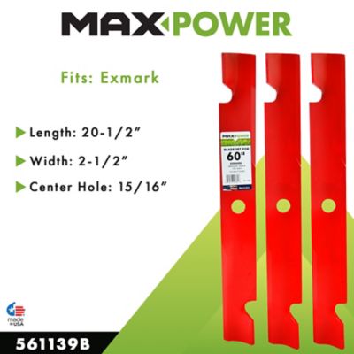 Image showing  60 in. High-Lift Lawn Mower Blades for Many Exmark Mowers, Replaces OEM 103-6403 and 103-6403-S, 3 pk.