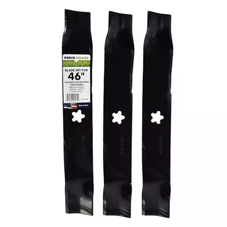 MaxPower 3 Pack 46" Deck Blade for Craftsman Husqvarna Poulan Mowers Replaces OEM 52443 163819 532145708 532152443 Mower Blades