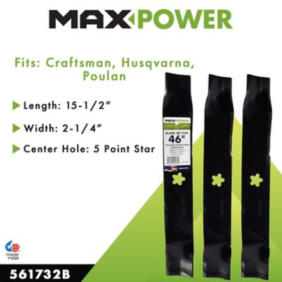 Image showing  46 in. Lawn Mower Blades for Craftsman, Husqvarna and Poulan Mowers, 3 pk.