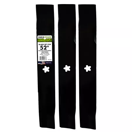 MaxPower 3 Pack 52" Deck Blades for Many Craftsman Husqvarna Poulan Mowers Replaces OEM 870801 574-870801 Mower Blades