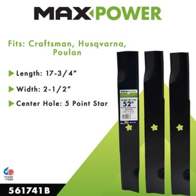 Image showing  52 in. Lawn Mower Blades for Many Craftsman, Husqvarna and Poulan Mowers, Replaces OEM 870801 and 574-870801, 3-Pack