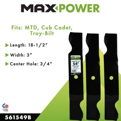 Image showing  54 in. Lawn Mower Blades for MTD, Cub Cadet and Troy-Bilt Mowers, 3-Pack