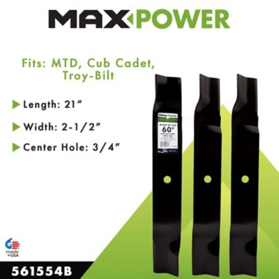 Image showing  60 in. High-Lift Lawn Mower Blades for MTD, Cub Cadet and Troy-Bilt Mowers, Replaces OEM 02005019 and 50-3046, 3-Pack