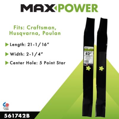 Image showing  42 in. Lawn Mower Blades for Many Craftsman, Husqvarna and Poulan Mowers, Replaces OEM 139775 and 532139775, 2 pk.