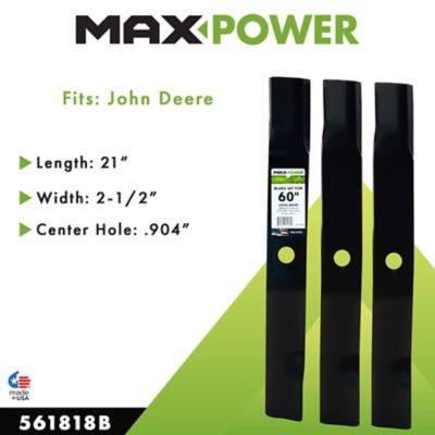 Image showing  60 in. Lawn Mower Blades for Many John Deere Mowers, Replaces OEM M128485, M133381, TCU15881 and 50-3035, 3 pk.
