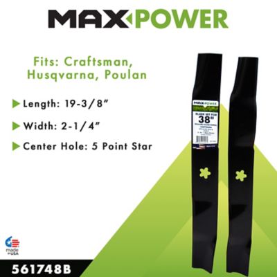Image showing  38 in. 3-in-1 Lawn Mower Blades for Craftsman, Husqvarna and Poulan Mowers, Replaces OEM 532193957 and PP24001, 2 pk.