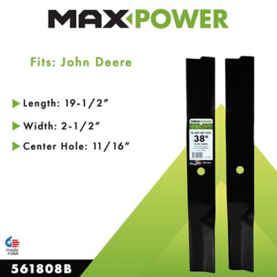 Image showing  38 in. Lawn Mower Blades for Many John Deere Mowers, Replaces OEM AM-100946, M82408 and 50-2515, 2 pk.