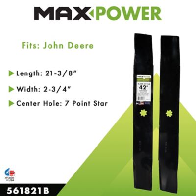 Image showing  42 in. Heavy-Duty Lawn Mower Blades for John Deere Mowers, Replaces OEM AM137327, AM141032, AM141034 & M154061, 2 pk.