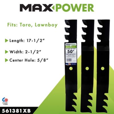 Image showing  50 in. Commercial Mulching Lawn Mower Blades for Toro TimeCutter Z, Replaces OEM 110-6837-03 and 112-9759-03, 3 pk.
