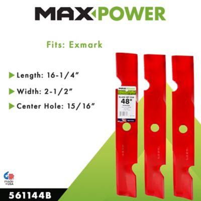 Image showing  48 in. High-Lift Lawn Mower Blades for Many Exmark Mowers, Replaces OEM 103-6401 and 103-6401-S, 3 pk.