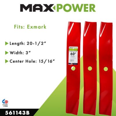 Image showing  60 in. Mulching Lawn Mower Blades for Exmark Mowers, Replaces OEM 103-6393, 103-6393-S and 50-2812, 3 pk.