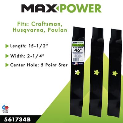 Image showing  46 in. Mulching Lawn Mower Blades for Craftsman, Husqvarna and Poulan Mowers, 3 pk.