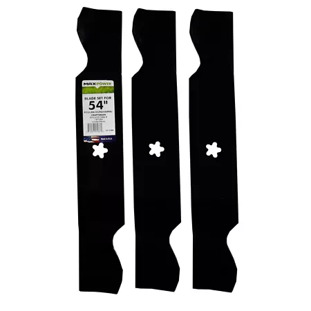 MaxPower 3-Pack 54" Deck Blade for Many Craftsman Husqvarna Poulan Mowers Replaces OEM 187254 187256 532187256 Mower Blades