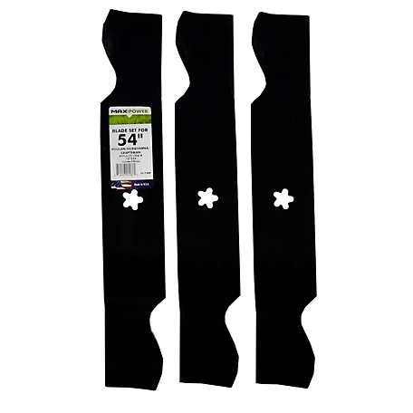 MaxPower 3 Blade Set for Many 54 in. Cut Craftsman, Husqvarna, Poulan Mowers Replaces OEM #'s 187254, 187256, 532187256