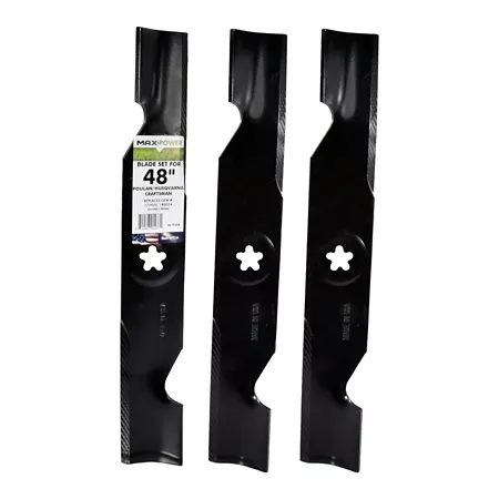 MaxPower 3 Pack 48" Deck Blade for Craftsman Husqvarna Poulan Mowers Replaces OEM 173920 180054 PP24005 532180054 Mower Blades