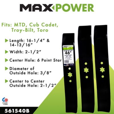 Image showing  46 in. Mulching Lawn Mower Blades for MTD, Cub Cadet and Troy-Bilt Mowers, Replaces OEM 942-04125 and 942-04124, 3-Pack