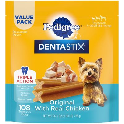 DENTASTIX Toy/Small Dog Dental Treats Original Flavor Dental Bones, 1.63 lb. Value Pack (108 Treats) -  10236885