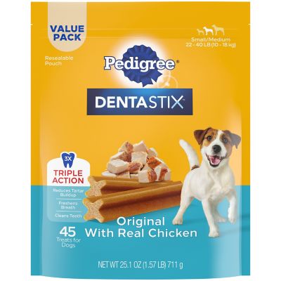 DENTASTIX Original Flavor Dental Bones Dog Treats, Small/Medium, 1.57 lb., 45 ct.