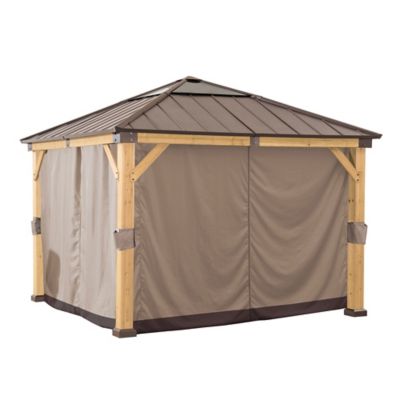 Sunjoy Original Manufacturer Universal Replacement Curtain for 11 ft. x 11 ft. Wood Gazebo, Polyester