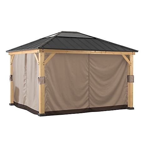 Sunjoy Universal Curtains and Mosquito Netting for 11 ft. x 13 ft. Wood Gazebo, UV and Water Resistant